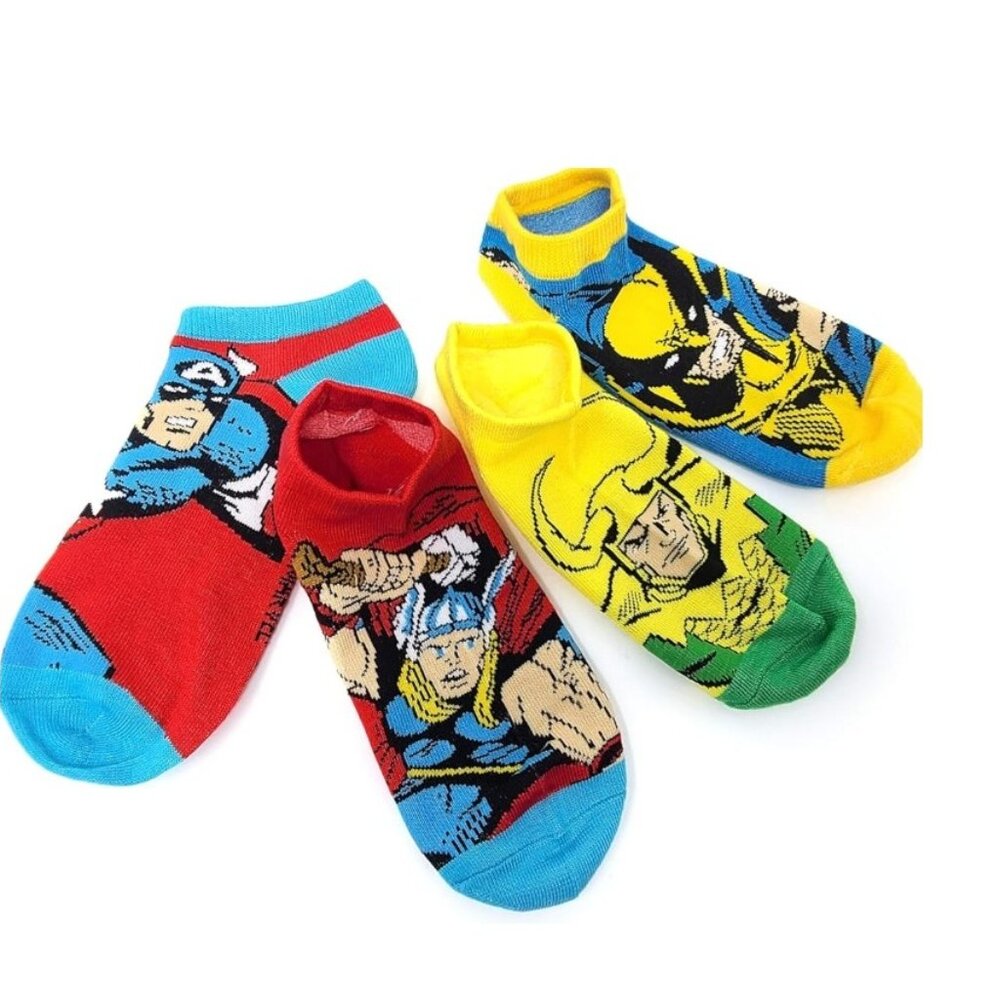 Marvel Adult No Show Ankle Socks 4 Pair Size 10–13 Superhero (49644)